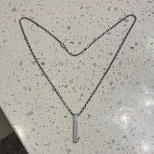 Silver Bar Pendant Necklace
